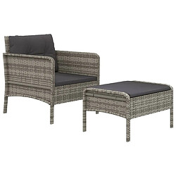 Avis Maison Chic Salon de jardin 2 pcs avec coussins - Table et chaises d'extérieur - Mobilier/Meubles de jardin Moderne Gris Résine tressée -MN86010