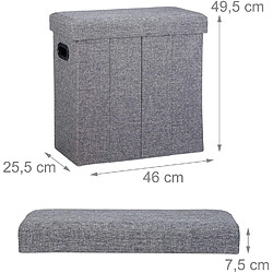 Helloshop26 Tabouret banc banquette pouf de rangement pliable pliant 50 litres gris 13_0002776_3