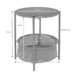 ML DESIGN MODERN LIVING Table d'appoint ronde Ø 46x51 cm Gris en métal avec plateau et panier en tissu ML-Design