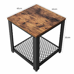 Acheter Vasagle Table de Chevet Industrielle avec étagère en Grille, Stable avec Cadre en métal, Salon, Chambre à Coucher, Facile à Monter, Aspect Bois Vintage