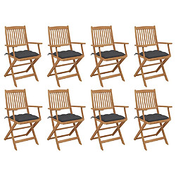 vidaXL Chaises pliables d'extérieur et coussins lot de 8 Bois d'acacia