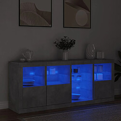 Avis vidaXL Buffet avec lumières LED gris béton 164x37x67 cm