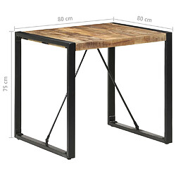 vidaXL Table à manger 80x80x75 cm Bois de manguier brut pas cher