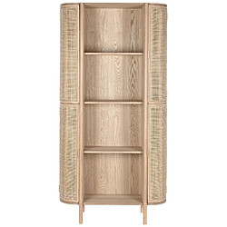 Pegane Etagère, meuble étagère en bois de rotin coloris naturel - longueur 88 x profondeur 36 x Hauteur 180 cm