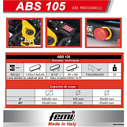 Avis Femi - Scie à ruban acier 950W L:1330mm Ø105mm (descente automatique) - ABS 105