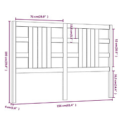 vidaXL Tête de lit Marron miel 156x4x100 cm Bois massif de pin pas cher