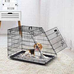 Pawhut Cage de transport pour chien taille L dim. 76L x 48l x 55H cm métal noir