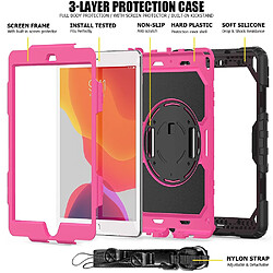 Acheter Wewoo Housse Étui Coque Pour iPad 10.2 Gel de silice coloré antichoc + de protection PC avec support et bandoulière et et fente stylo noir + rose vif