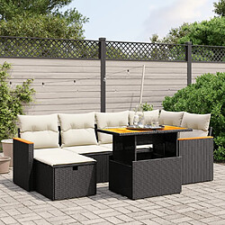 vidaXL Salon de jardin 7 pcs avec coussins noir résine tressée