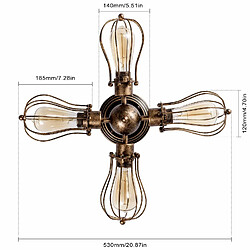 Avis Stoex Rétro Plafonnier 4 lumières Métal Vintage Plafonnier Industrie Suspension Industrielle pour Salon Chambre Café Bar Restaurent Chambre Réfectoire - Rouille