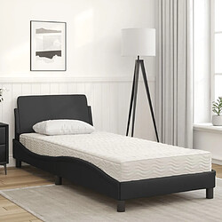 Avis Vidaxl Lit avec matelas noir 90x190 cm similicuir