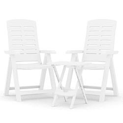 vidaXL Ensemble à manger de jardin 3 pcs Blanc Polypropylène