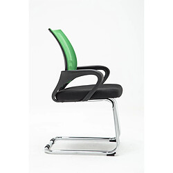 Decoshop26 Chaise de bureau reception sans roulettes dossier en maille avec accoudoirs vert BUR10504