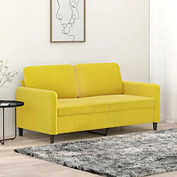 Maison Chic Canapé à 2 places,Sofa de Salon,Canapé droit Jaune 140 cm Velours -GKD374445