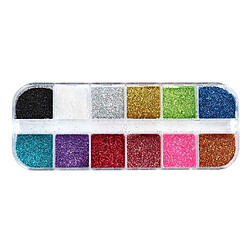 Miroir 12 Couleur 12 Grille Nail Glitters Nail Art Pigment pour Décoration Fard À Paupières Maquillage Accessoires UV Gel