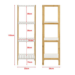 Helloshop26 Étagère de rangement bambou 33 x 34 x 110 cm naturel blanc 03_0006975