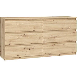 Cstore Commode CHELSEA 6 tiroirs - L 154 cm x P 42,2 x H 79,9 - Décor chene artisan