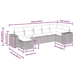 Acheter vidaXL Salon de jardin avec coussins 7 pcs marron résine tressée