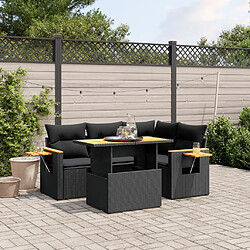 Maison Chic Ensemble de 5 Tables et chaises d'extérieur avec coussins,Salon de jardin noir résine tressée -GKD281559