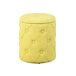 Alter Pouf de rangement en tissu matelassé jaune, 34x34x40 cm