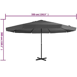 vidaXL Parasol d'extérieur avec mât en aluminium 500 cm anthracite pas cher