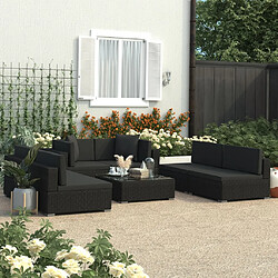 Maison Chic Salon de jardin 7 pcs + coussins - Mobilier/Meubles de jardin - Table et chaises d'extérieur Noir Résine tressée -MN93972