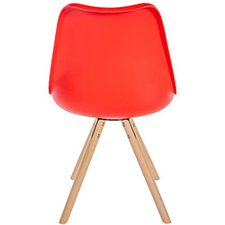 Acheter Decoshop26 Chaise de salle à manger x1 style scandinave assise en plastique rouge et pieds ronds en bois clair 10_0001448