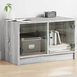 vidaXL Meuble TV avec portes en verre sonoma gris 68x37x42 cm