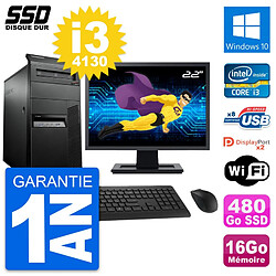 PC Tour Lenovo M93p Ecran 22" Intel i3-4130 RAM 16Go SSD 480Go Windows 10 Wifi - Occasion