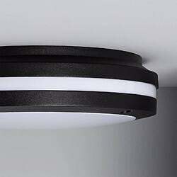 Ledkia Plafonnier Rond Métal Corso Ø300 mm pour Extérieur IP54 Noir