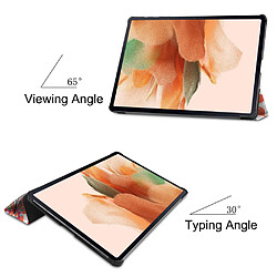 Etui en PU Impression de motifs avec support tri-pliure fleur et papillon pour votre Samsung Galaxy Tab S7 FE SM-T730/SM-T736