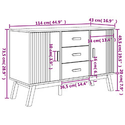 vidaXL Buffet OLDEN marron 114x43x73,5 cm bois massif de pin pas cher