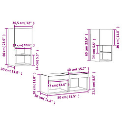 vidaXL Meuble TV muraux 4 pcs avec lumières LED chêne marron pas cher