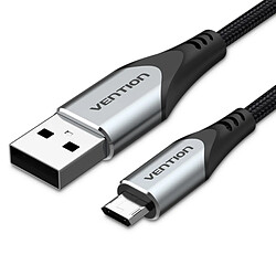 Câble micro USB réversible Vention - Charge rapide 3A - Transmission 480Mbps - Durabilité améliorée - Protection de la batterie - Couleur grise