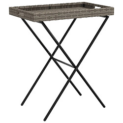 vidaXL Table à plateau pliable gris 65x40x75 cm résine tressée