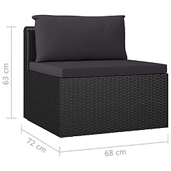 vidaXL Salon de jardin 8 pcs avec coussins résine tressée noir pas cher