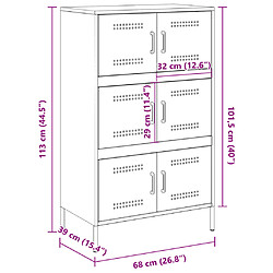 vidaXL Buffet haut blanc 68x39x113 cm acier pas cher