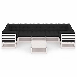 Avis Maison Chic Salon de jardin 8 pcs + coussins - Mobilier/Meubles de jardin - Table et chaises d'extérieur Blanc Bois de pin massif -MN36849