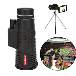 50X60 Zoom optique HD Objectif télescope monoculaire + trépied + clip pour téléphone universel