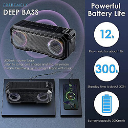 Universal Haut-parleur Bluetooth YH-Water, Bluetooth 5.0, avec lumière LED, plus grand volume et basse améliorée, IPX7 imperméable (bleu) pas cher