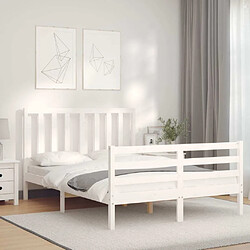 Maison Chic Cadre/structure de lit avec tête de lit pour adulte - Lit Moderne Chambre blanc 140x190 cm bois massif -MN96736