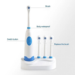 Avis Wewoo Brosse à dents électrique bleu 2W Creative ménage à rotative imperméable à l'eau réglée avec 4 tête de de rechange et base, 8500 révolutions par minute