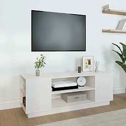 Maison Chic Meuble TV scandinave - Banc TV pour salon Blanc 110x35x40,5 cm Bois de pin massif -MN87066