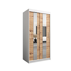 Abiks Meble Armoire Pole à portes coulissantes 200/100/62 2 portes (blanc/artisan)