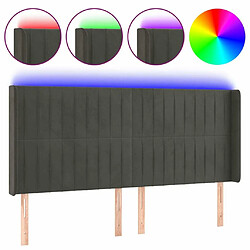 Maison Chic Tête de lit scandinave à LED,meuble de chambre Gris foncé 203x16x118/128 cm Velours -MN29377