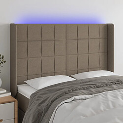 vidaXL Tête de lit à LED Taupe 147x16x118/128 cm Tissu