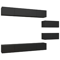 Maison Chic Ensemble de meubles TV 6 pcs | Banc TV Moderne pour salon | Meuble de Rangement - Noir Aggloméré -MN18689