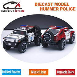 Universal Classe 1/32 Hummer Police Moulée sous pression, Modèle Voiture Jouet avec Porte Ouverte/Fonction Retraite/Lampe/Musique Garçon en Cadeau | Voiture Jouet | Modèle Voiture Jouet Modèle Jouet(Rouge)