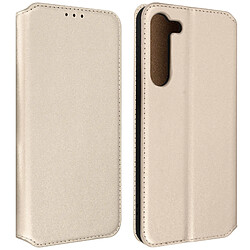 Avizar Housse pour Samsung Galaxy S23 Plus Clapet Porte-carte Support Vidéo doré