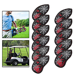 Golf 11 Pièces/ensemble Étanche PU En Cuir Noir Club de Fer Tête Couvre Coins Capuchon Ensemble pour Tous Les Fers Putters Protecteur Équipement haute pas cher